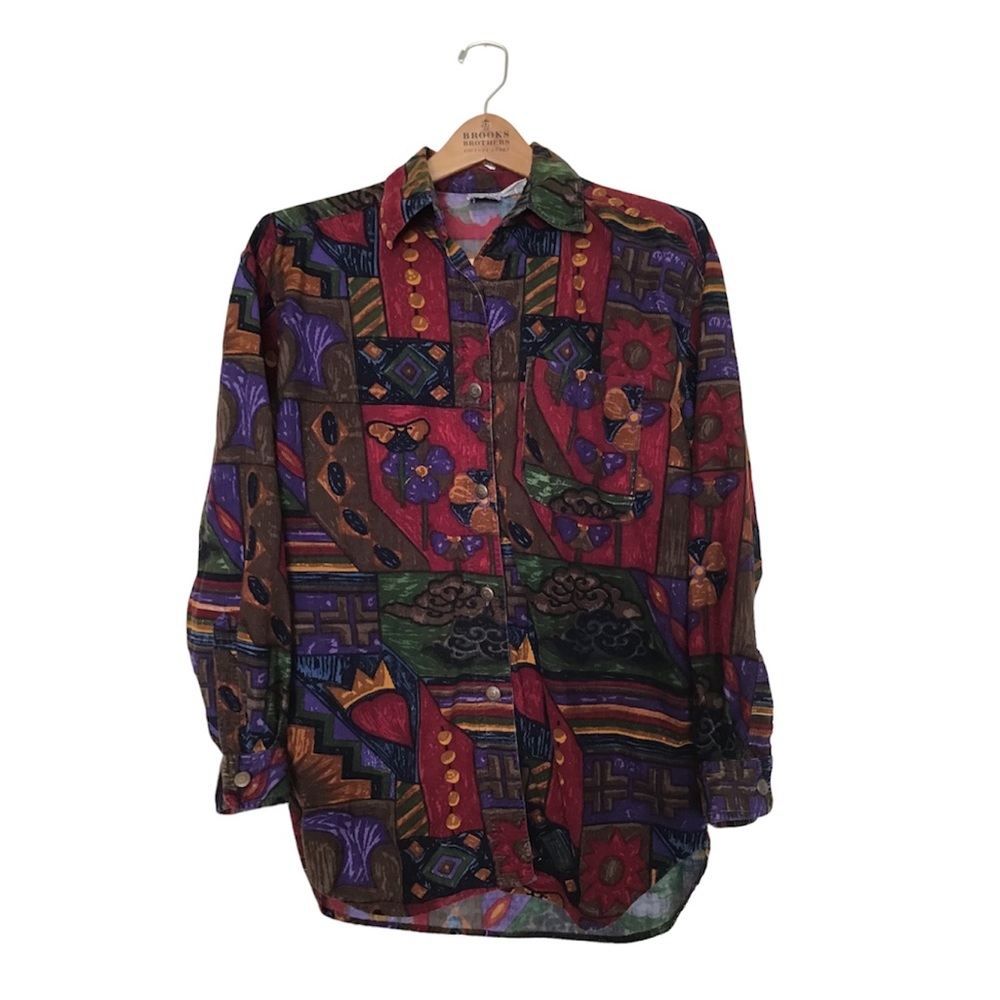 Vintage 1990s Fresh Prince Style Button Up Corduroy Shirt‎ Size S